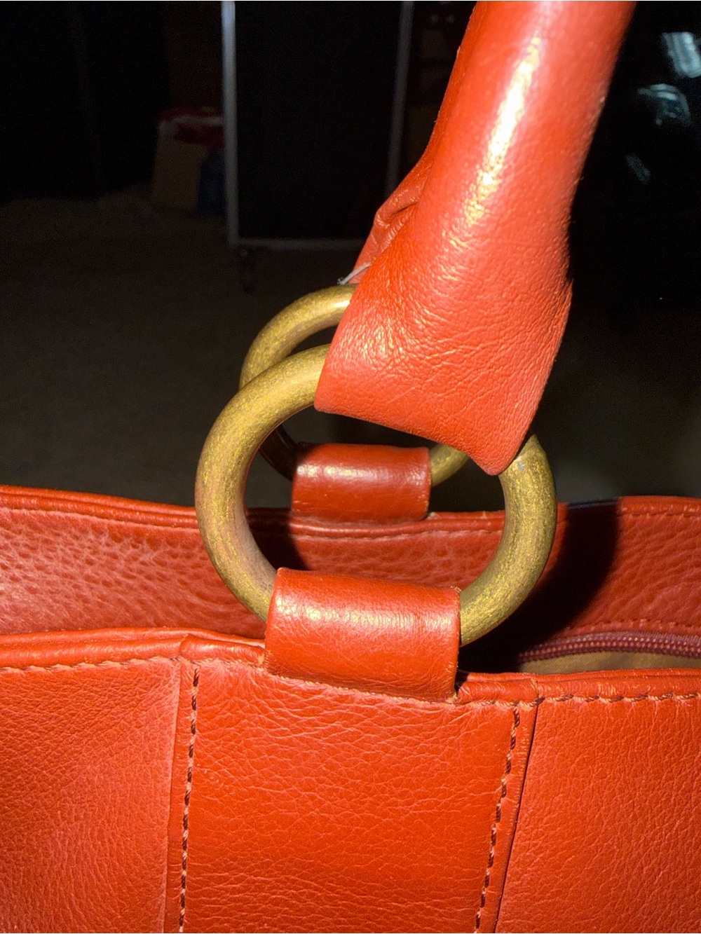 HOBO Vintage Red Leather Shoulder Tote Bag Everyday Handbag - Picture 8 of 9